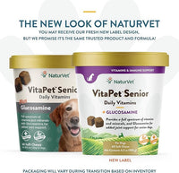 NaturVet VitaPet Senior Daily Vitamins Plus Glucosamine for Dogs, 60 ct Soft Chews, Made in The USA with Globally Source Ingredients