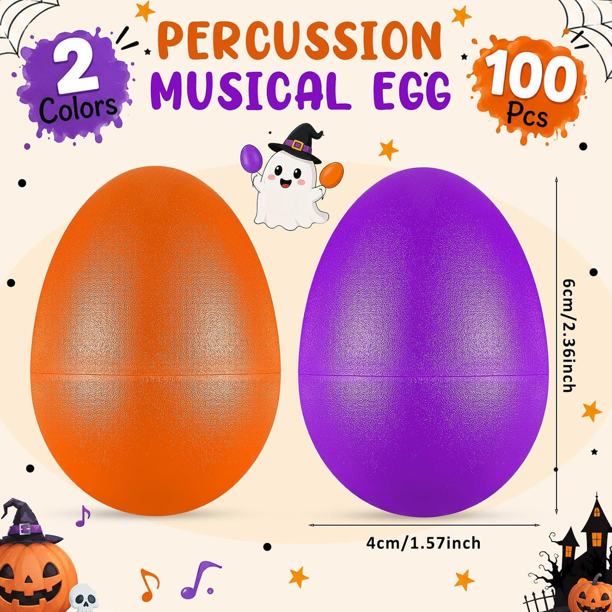 Yeshone 100 plastic egg shakers in 10 bright colors - view 26