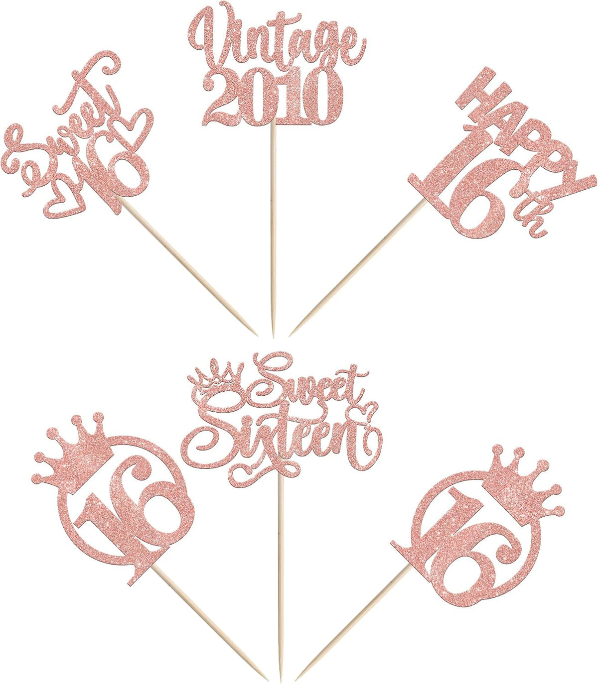 Rose gold glitter vintage 1946 cupcake toppers for an 80th birthday - view 18