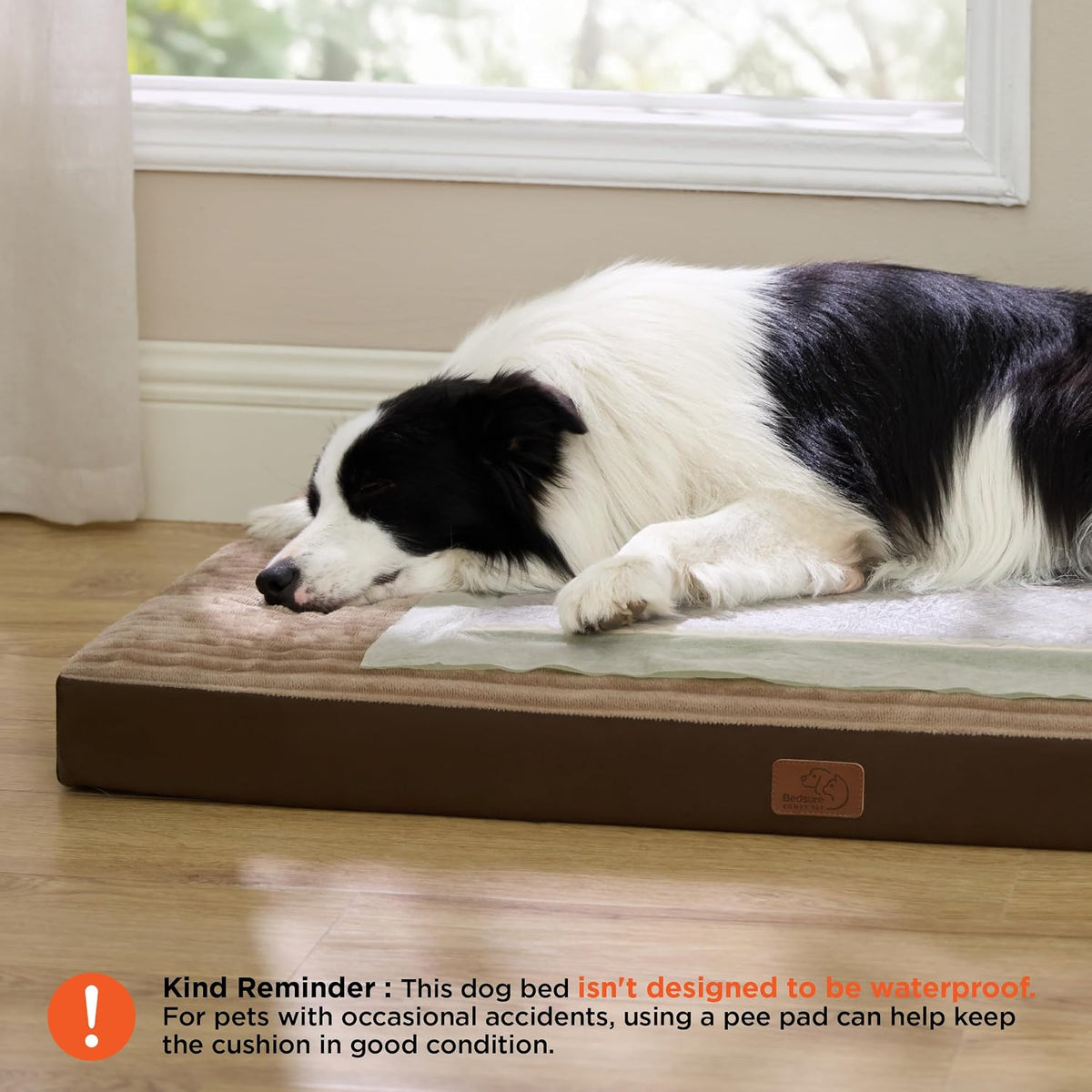 Bedsure ComfyFleece Large Dog Bed for Crate with Washable Cover - 41x27x3.3 / Coffee & Cream - image 2