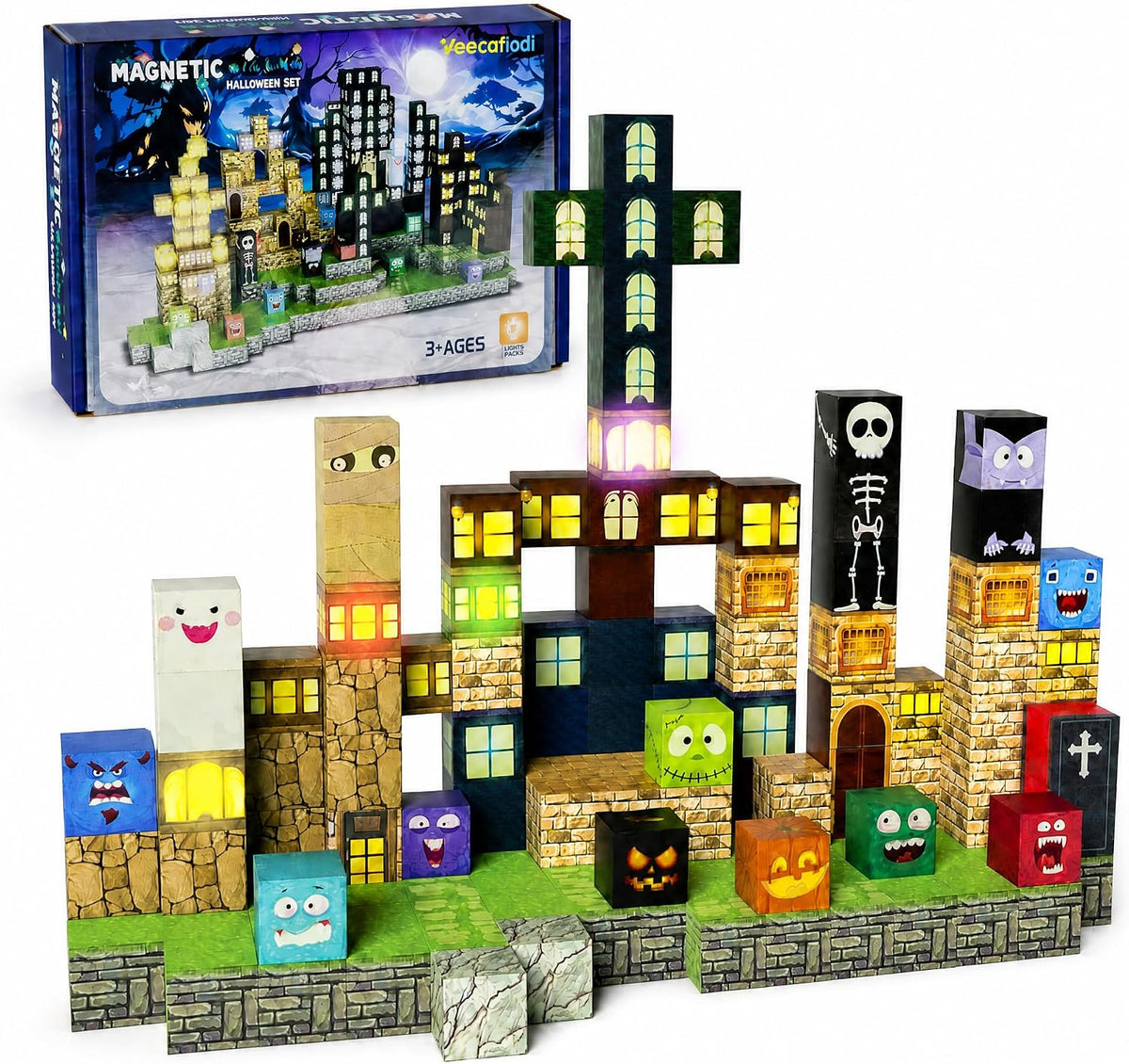 Veecafiodi magnetic blocks set with dinosaur figures - view 2