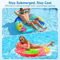 SEETOHOME 3 pack inflatable pool float chairs for adults in blue, green and pink - view 7