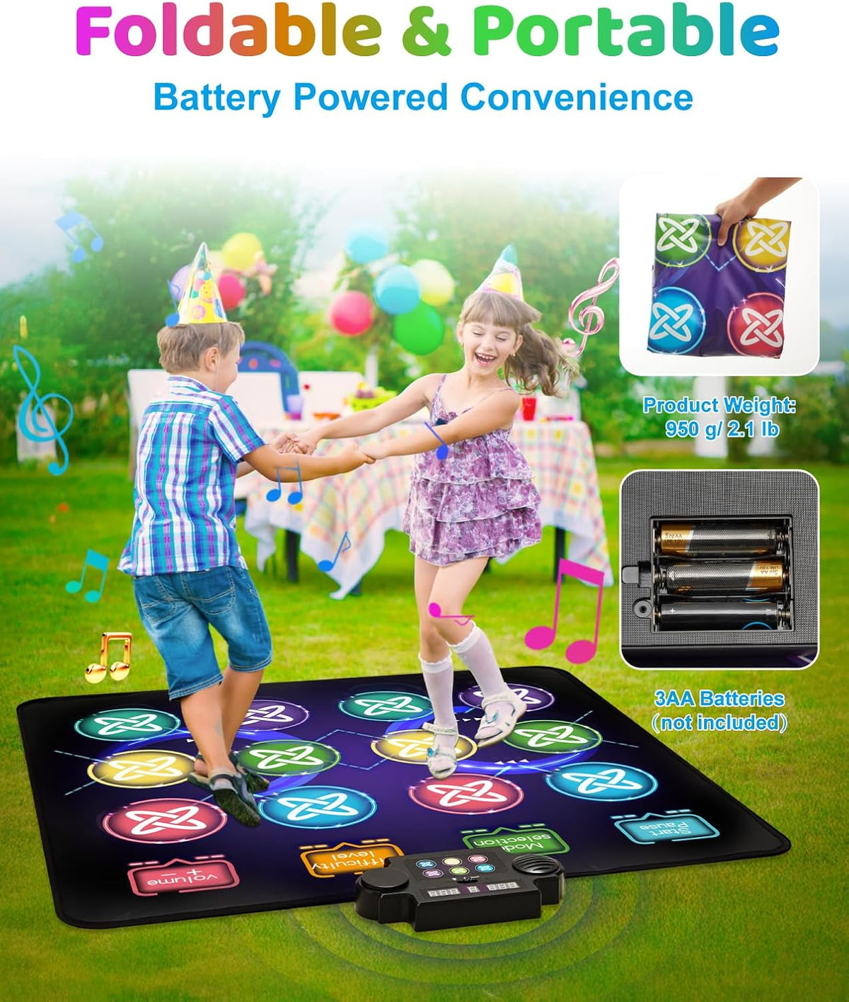 Gleamkid Dance Mat Toys for Kids: LED Light-Up 12-Button Electric - Battery 12 Button - image 4