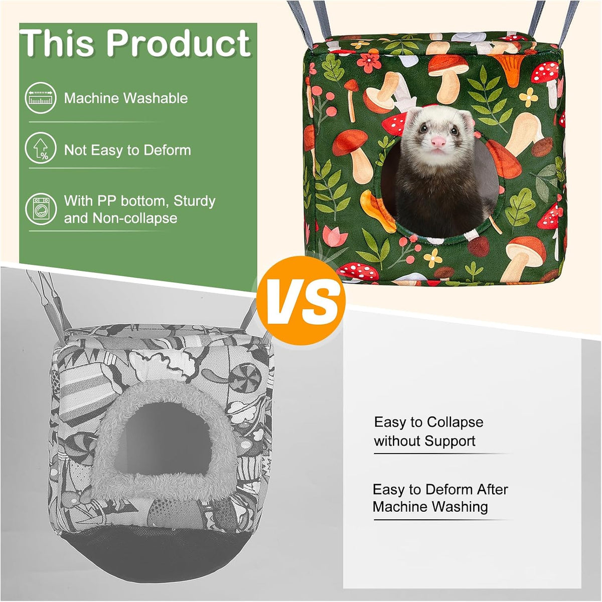 Glittme 4 Pack Cozy Ferret Hammock - Mushrooms - image 3