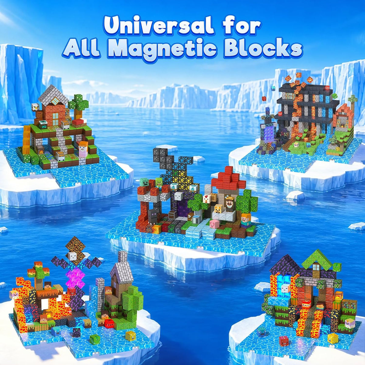 GraceDuck 300 PCS Magnetic Blocks, Magnetic Building Blocks - Blue - 8pcs - image 4