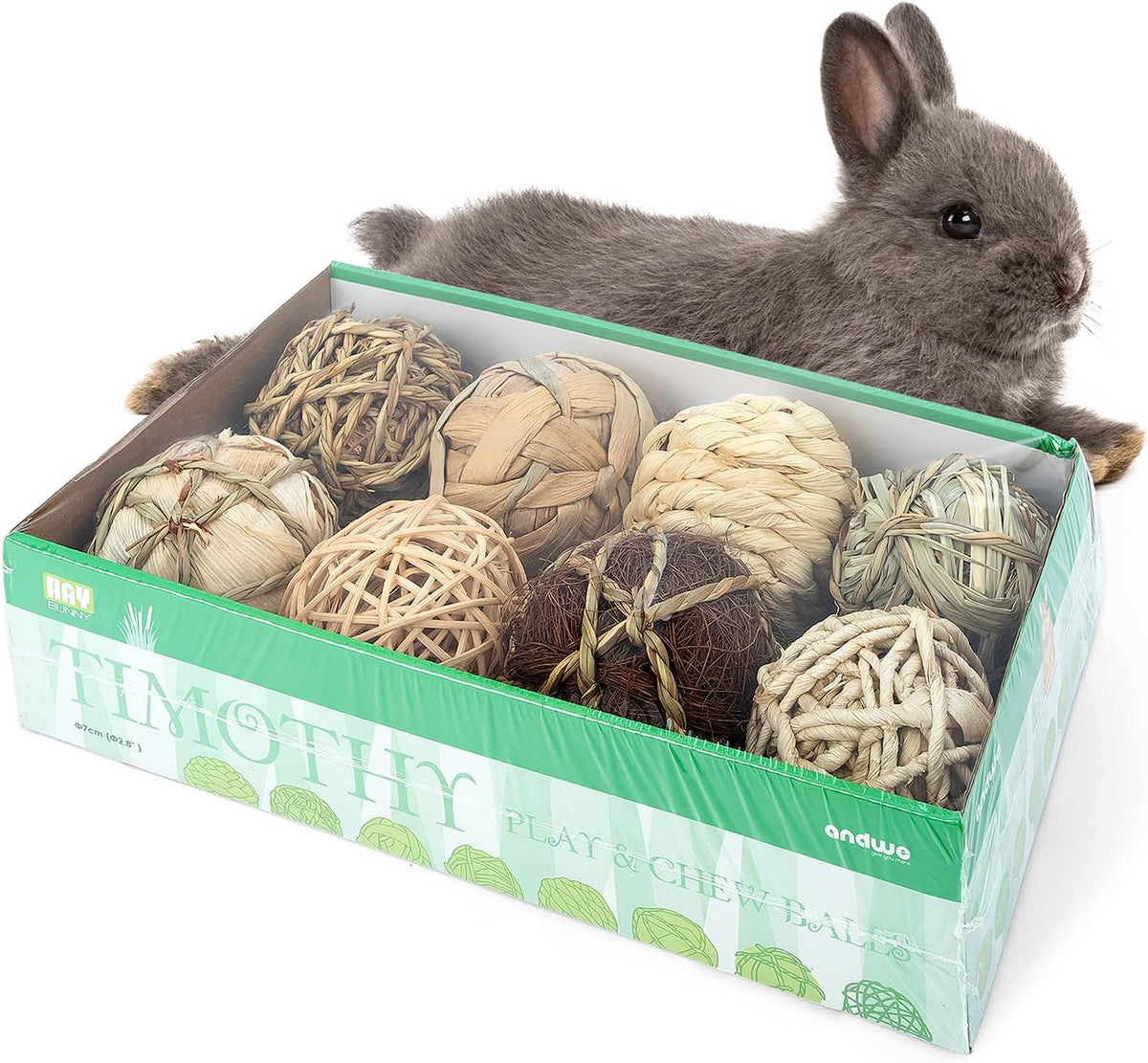 andwe Small Animals Play Activity Balls Rolling Chew Toys – Essentials for Small Pets - Pack of 8