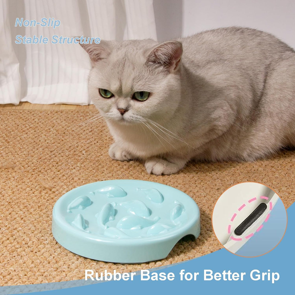 Slow Feeder Bowl for Cats and Small Dogs - Blue - image 4