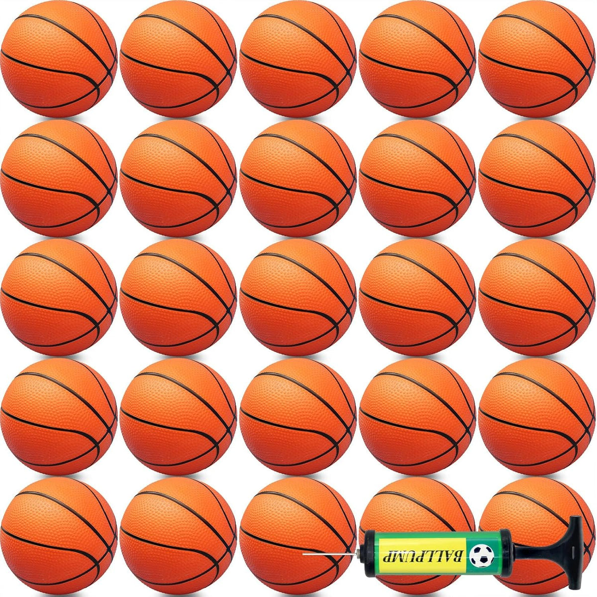 Oleitodh mini basketball set of 40 inflatable 6 inch PVC balls in mixed colors with hand pump - view 3