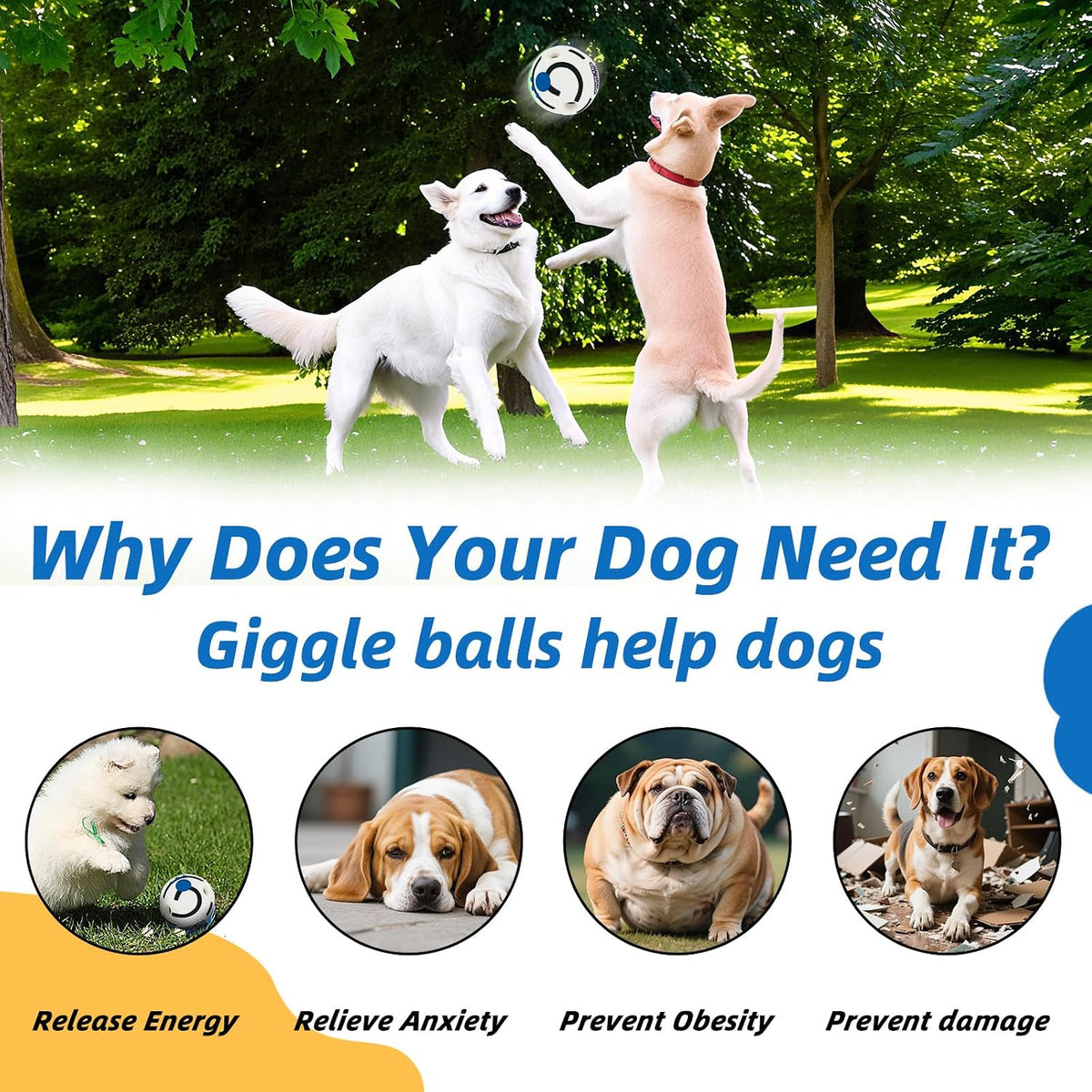 Dog Toys Ball, Interactive, M - Classic / Glow S 3.14 in (8 cm) - image 4