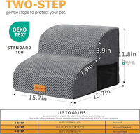 Topmart High Density Foam Pet Steps 2 Tiers,11.8" High,Non-Slip Dog Stairs,Soft Foam Dog Ramp Ladder,Best for Injured,Older Cats,Pets with Joint Pain,Suitable for Low Sofas,Stairs,Lower Place