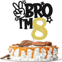 1 PCS Brother I'm 7 Cake Topper Glitter Star Happy 7th Birthday Cake - Gold 8th