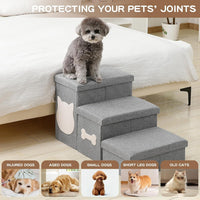 3-Step Dog Stairs for Small Dogs, Folding Dog Steps for Bed - Grey / 3-Step - image 3