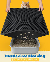 Powools Ultra-Large Cat Litter Mat, 27'' x 19", Double-Layer - 35'' x 30'' - 1 Pack / Black - image 4