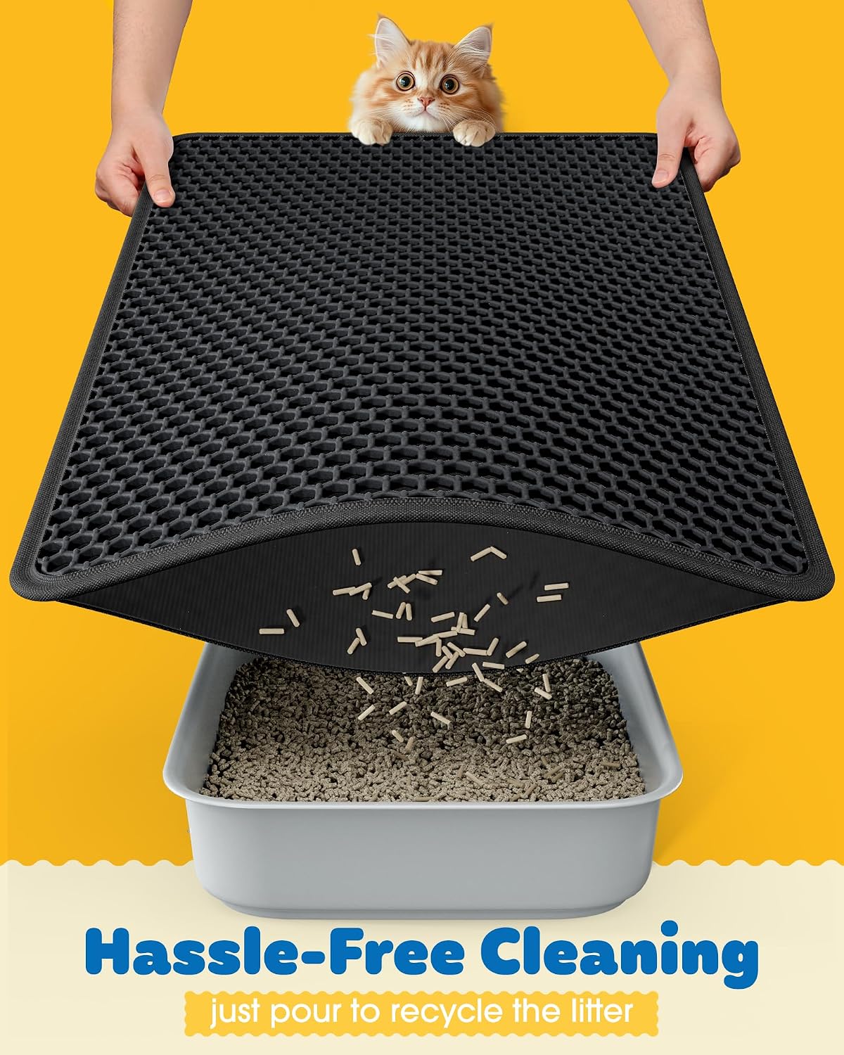Powools Ultra-Large Cat Litter Mat, 27'' x 19", Double-Layer - 35'' x 30'' - 1 Pack / Black - image 4