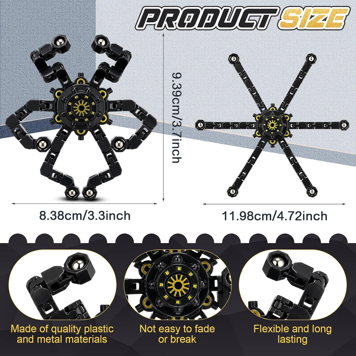 Jerify 40 pack transformable chain robot fidget spinner toys in five bright colors - view 27