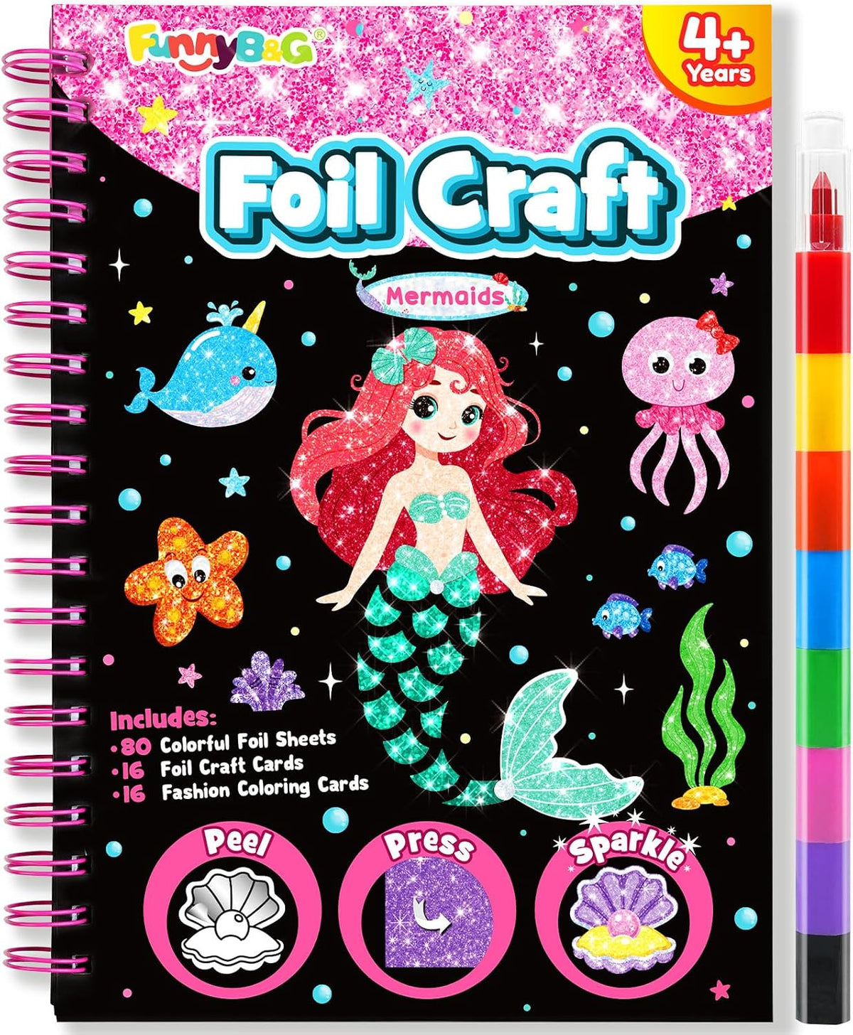 FUNNYB&G Foil Art Craft Kit for Kids - Mermaids
