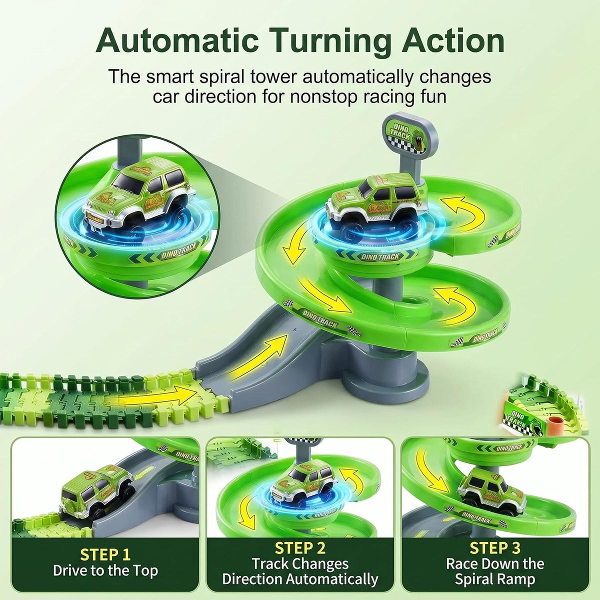 Dinosaur Race Track Toys for Boys 3-5 - Spiral Dinosaur Race Track Set - image 2
