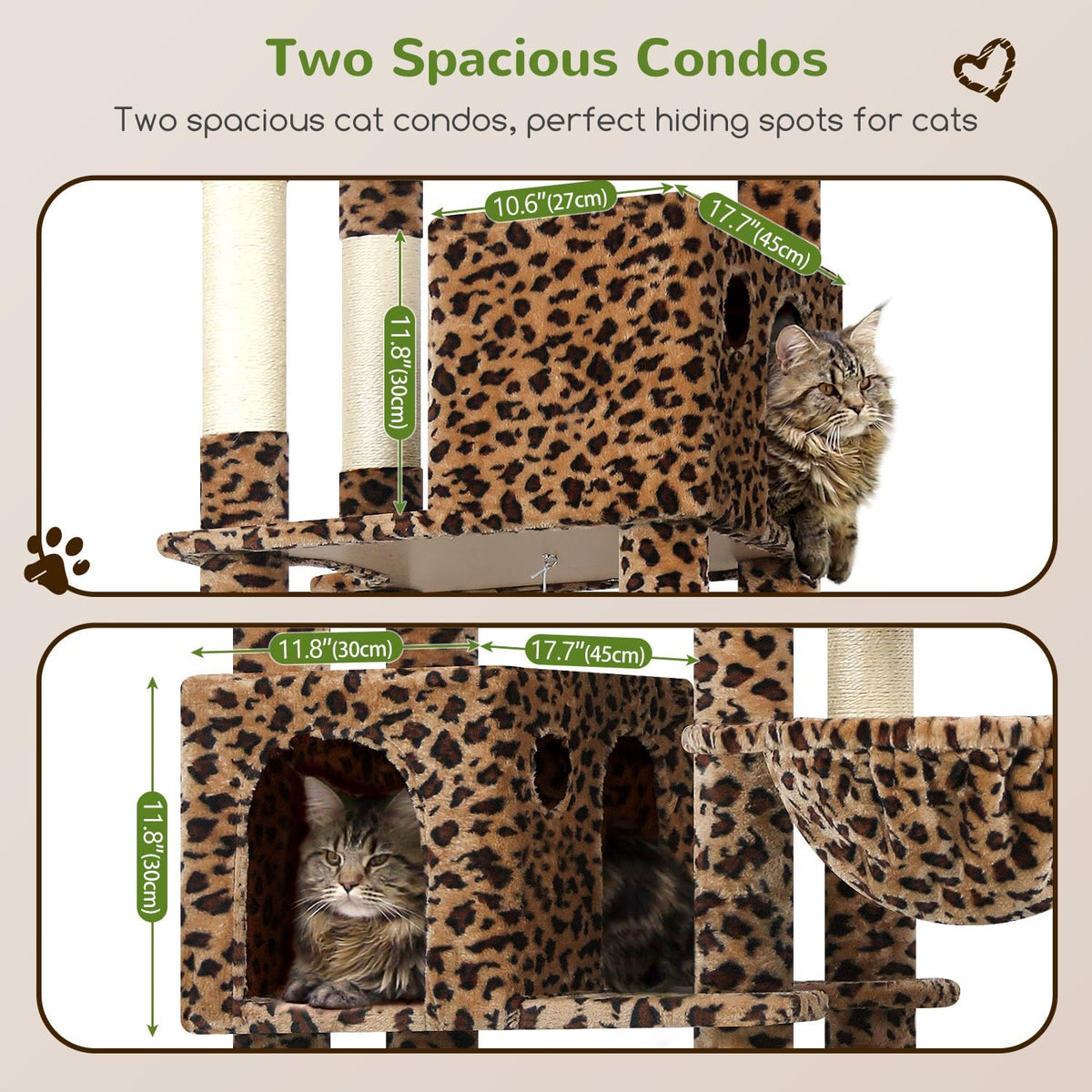 Globlazer Giant Cat Tree for Indoor Large Cats, F83 - 83inch / Leopard Print - image 3