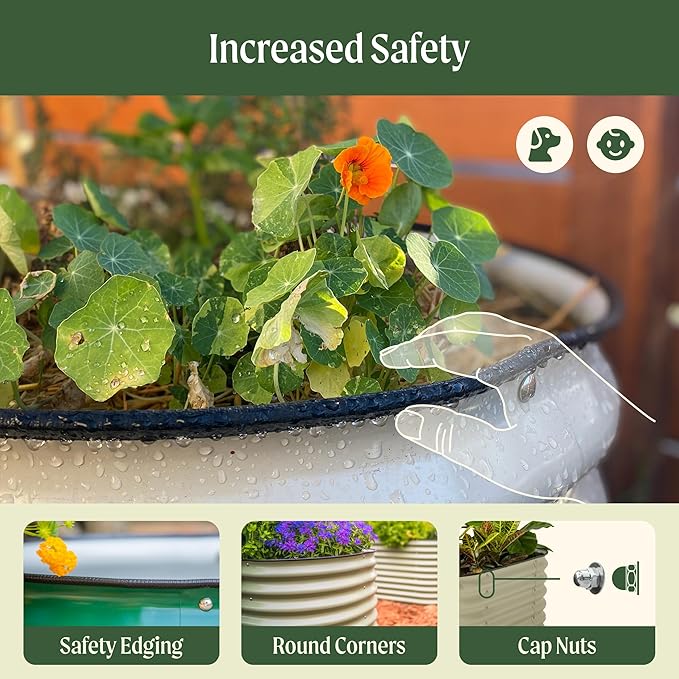 Vego garden Aluzinc Raised Garden Bed Kits, 17" Tall 6 in 1 Modular Metal Raised Planter Bed for Vegetables Flowers Patio Ground Planter Box-British Green