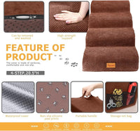 Topmart High Density Foam Dog Steps 4 Tiers,Extra Wide Deep Pet Steps,Non-Slip Dog Stairs Ramp for Bed,Soft Foam Cat Ladder,Best for Older Injured,Older Pets,Cats with Joint Pain