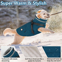 Dogcheer Dog Winter Coat with Harness - Navy Blue / XXX-Large(Chest:42.9", Back:26.7" Neck:26.7") - image 3