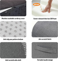 Dog Stairs&Steps for High Beds Up to 28'', 5-Step Dog Ramp for Small Medium Dogs with Washable Cover, Non-Slip Steps for Cats to Get on Couch and Sofa, Durable Foam Ladders, 24.4" Tall, Grey