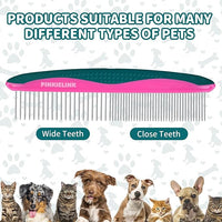 Pet Grooming Scissors Kit, Dog Grooming Shears with Stainless Steel Rounded Tip Blades for Safe Fur Trimming for Dog, Cat, Includes Pet Comb (Set of 3)
