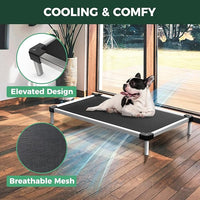 FXW TitanNest Chew-Proof Elevated Dog Bed, Raised Cot for Indoor/Outdoor/Camping Use, Durable & Waterproof Cooling Pet Bed for Large Dogs, 50.0" L x 31.0" W x 7.3" H, Black