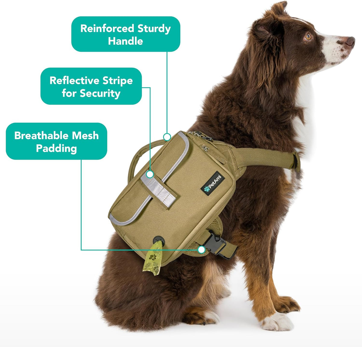 PetAmi Dog Backpack for Medium Large Dogs, Hiking Saddle Bag - Medium / Tan Canvas - image 3