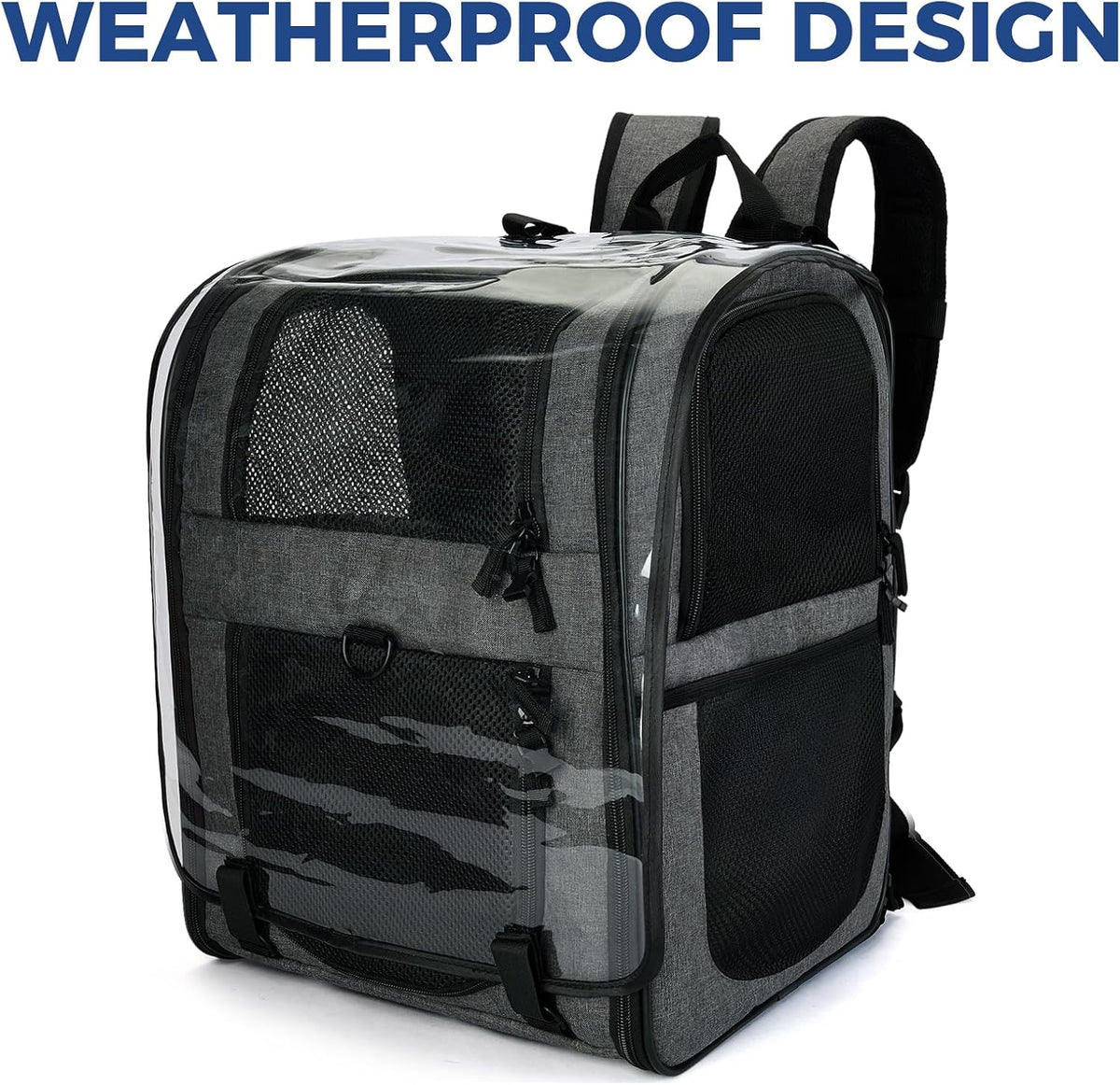Apollo Walker Cat Backpack Carrier, Support Frame - Gray / Large-Expandable - image 3