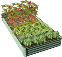 Domi Galvanized Raised Garden Bed, 8x4x1Ft Thickening Metal Planter Box for Vegetables Bottomless for Backyard Outdoor, 1" Deep w/ 228 Gallon Capacity - Green
