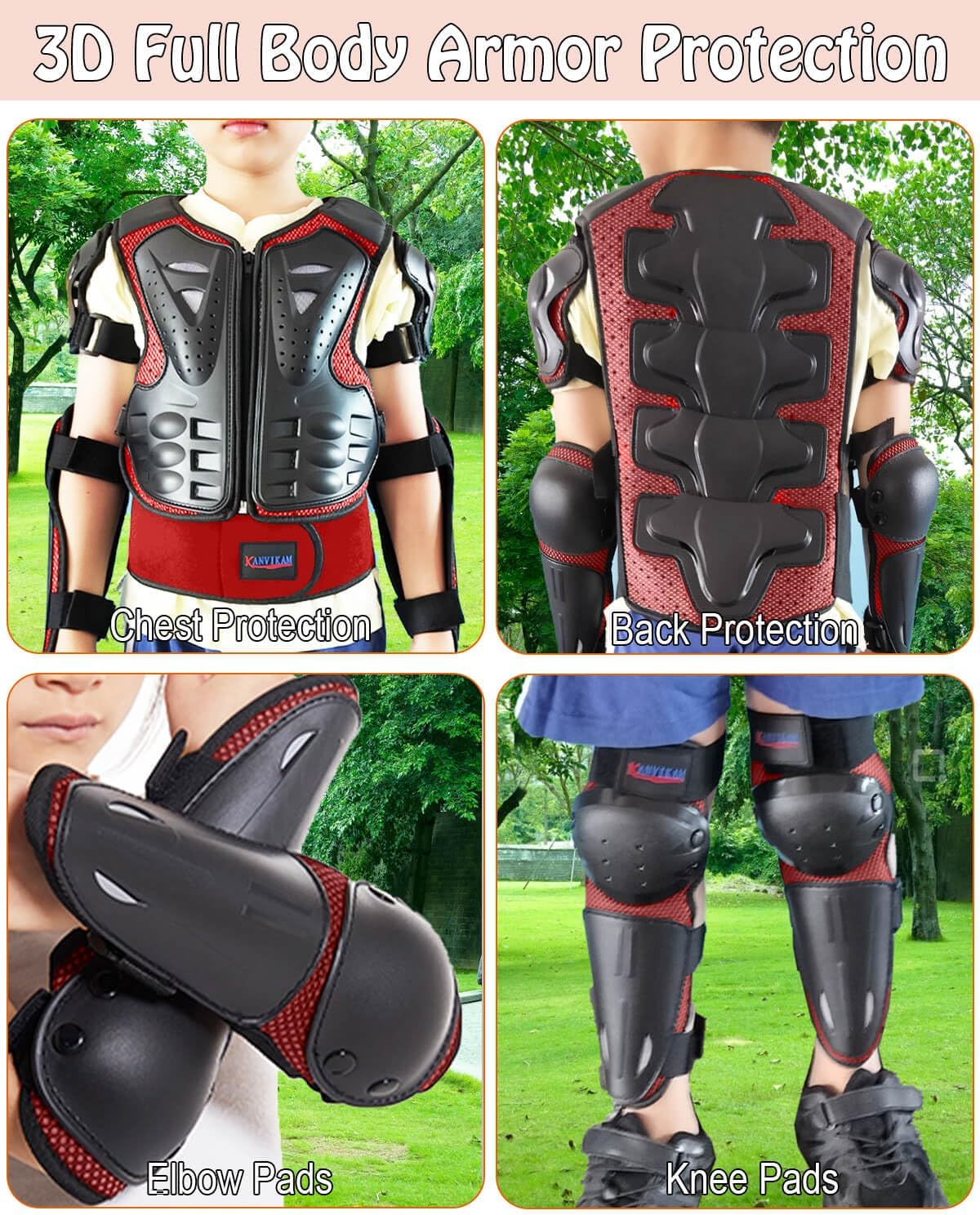 DBaoXiaoMu kids dirt bike gear armor vest suit with chest, back, knee and elbow protection - view 31