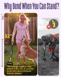 32" Dog Pooper Scooper, Long Handle Scoop for Yard & Grass – Essentials for Dogs - Sun Yellow - image 4
