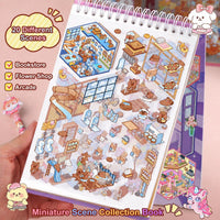 Xuoent 3D scene sticker book with mini kawaii scenes and tweezers - view 5