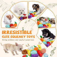 Charming Chorus 20-Pack Squeaky Dog Toys Set - Included 4 Dog Bags, Plush Puppy Toys with Irresistibly Cute Characters for Small Dogs, Interactive Dog Squeak Toys for Fun&Teeth Cleaning