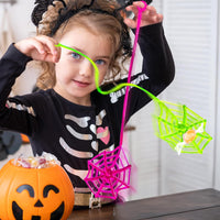 Glow Fever sticky spider web toys in orange, green, black and pink, 24 pack - view 4
