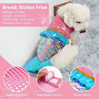 cyeollo Mermaid Dog Halloween Costumes Cute Dog Costume Sequin Birthday Party Pet Clothes Outfit Dressing Up Pet Costumes for Medium Dogs Size L