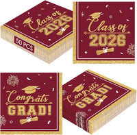 PERFQU Class of 2026 graduation napkins in blue and gold with cap and tassel design - view 5