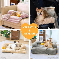 FUNNY FUZZY Pet Couch Cover for Sofa, Calming Dog Bed for Couch, Fluffy Plush Dog Couch Mat for Furniture Protector for Large Medium Small Pets, 47×37 in, Mist Grey