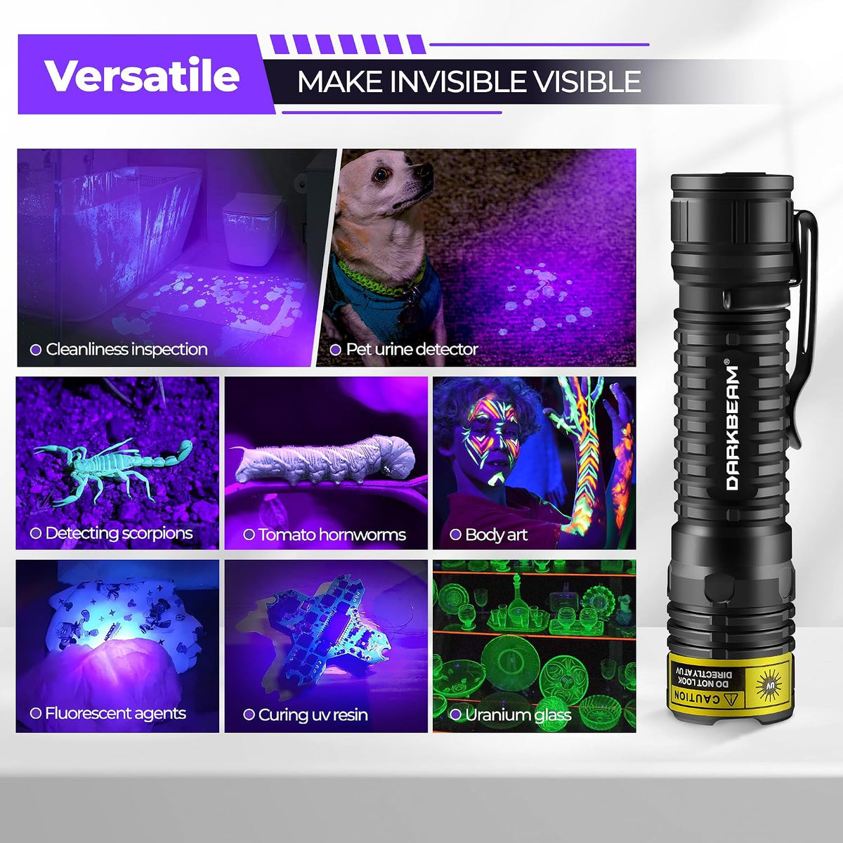 DARKBEAM UV Flashlight 395nm LED Black Light Woods Lamp Ultraviolet - UV 395nm(violetish) / Mini (V81) - image 3