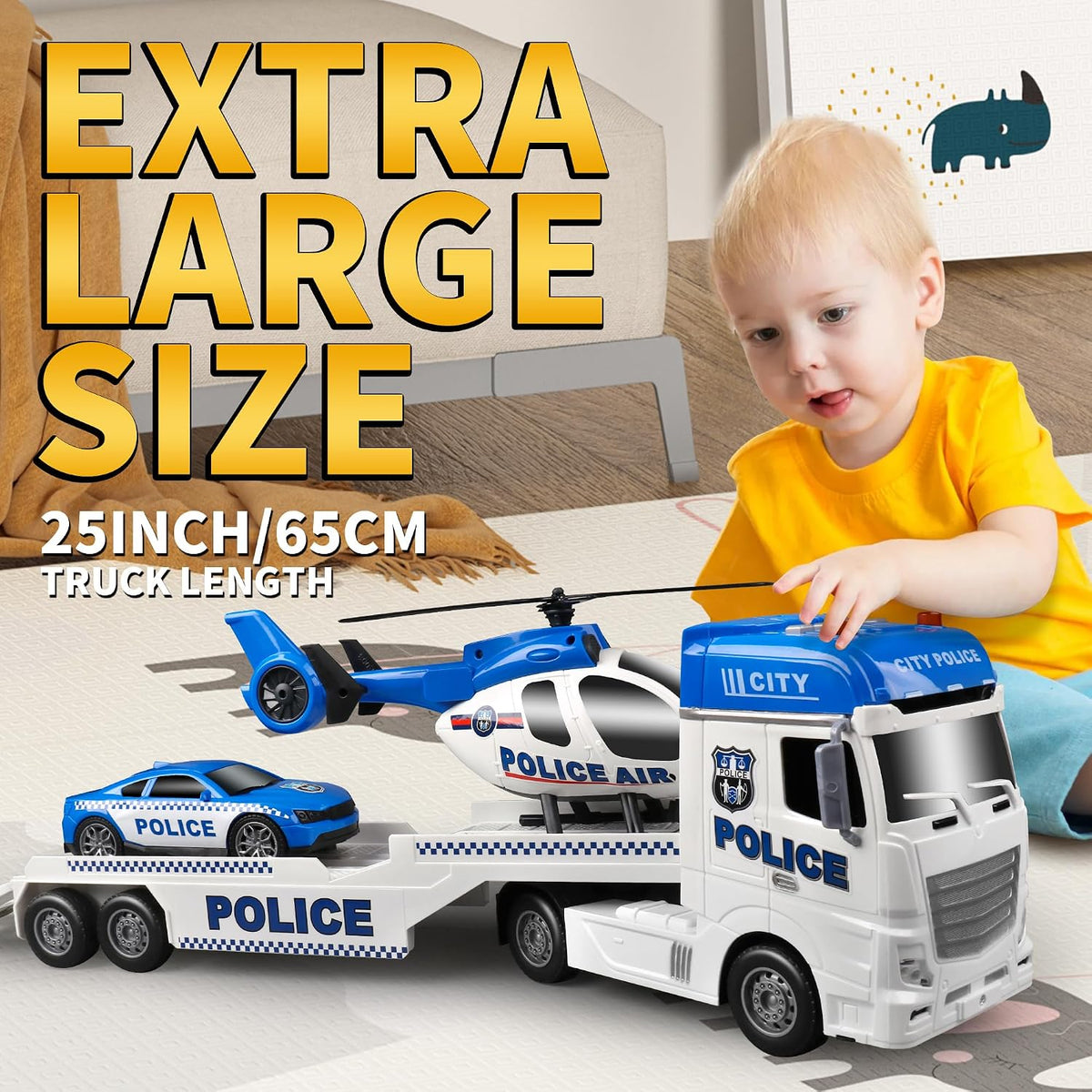 Dwi Dowellin Toddler Boy Toys for 3 4 5 6 Year Old - Police Truck - image 4