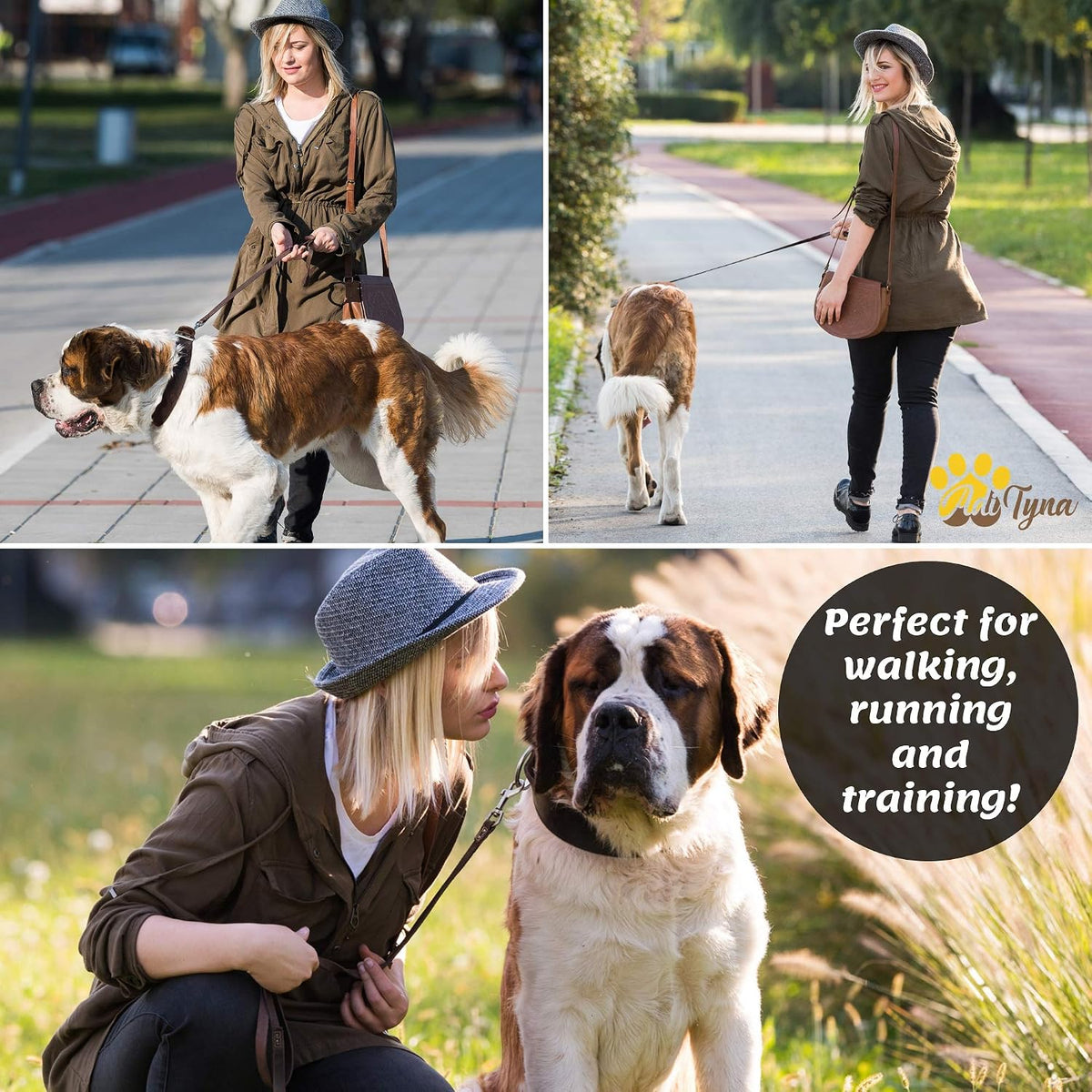 ADITYNA Leather Dog Leash for Large, and Small Dogs - XL - 6 ft x 1 inch / Brown - image 4
