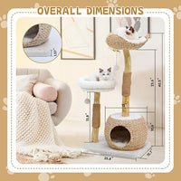 Wooden Cat Tree, Modern Cat Tree Tower with Jumping Platforms, Baskets, Cat Condo, 40" Cat Scratching Posts for Indoor Cats Kitten