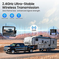 RV Backup Camera, Vehicle Backup Camera with AI Detection, 1080P Backup Cameras, 7'' Waterproof Wireless Backup Camera with DVR Recording & Night Vision for Car, Van, SUV, Truck, Trailer