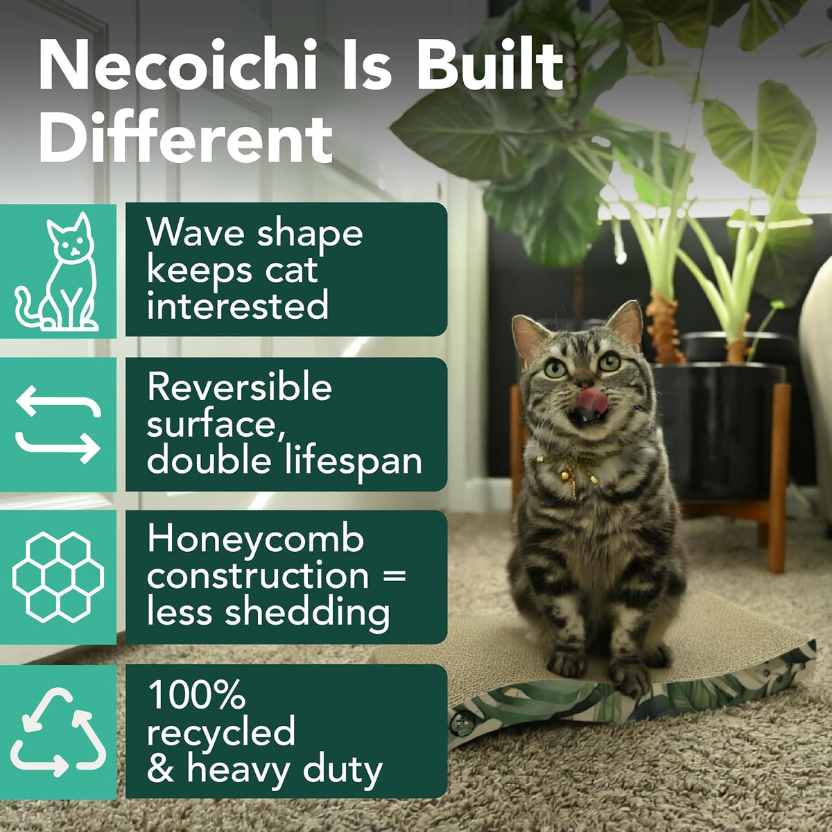 Reversible Wave Cat Scratcher for Indoor Cats - Go Green / 1pcs - image 2