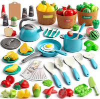 35Pcs Kids Kitchen Toy Accessories - Turquoise / 90Pcs