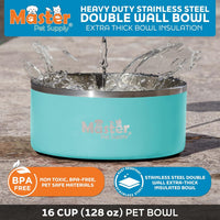 Master Pet Supply Stainless Steel Dog Bowls 128 oz Heavy Duty Aqua Sky – Essentials for Dogs - Aqua Sky / 16 Cups (128 oz) - image 2