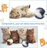 Skylety 8 Pieces Cat Pom Poms Ball with Catnip Soft Cat Balls Toy Large Plush Fuzzy Artificial Balls Faux Fur Patch Puff 2 Inches for Kitten Pet Interactive Chasing Playing Exercising Indoor