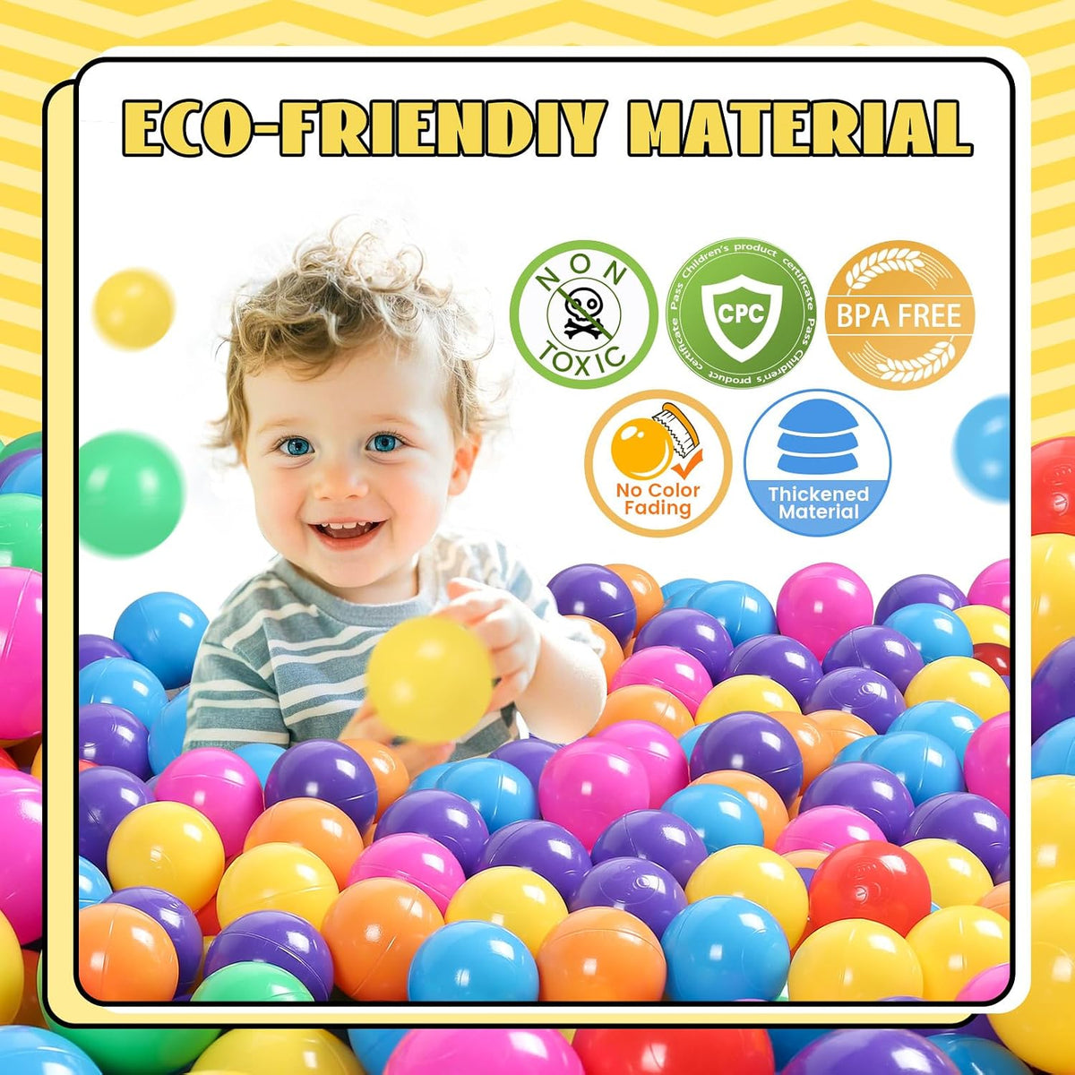 TRENDBOX Ball Pit Balls Plastic Balls for Ball Pit Pool Playpen - ‎Multicolor / 100 balls(without Balloons) - image 2