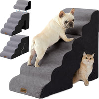 Dog Ramp for Large Dogs with Tunnel, 24" H 5 Steps for High Bed – Essentials for Dogs - 6-Steps Curved / Black Fleece